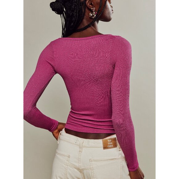 FREE PEOPLE Clean Slate Long Sleeve / Boysenberry - Picture 4 of 5